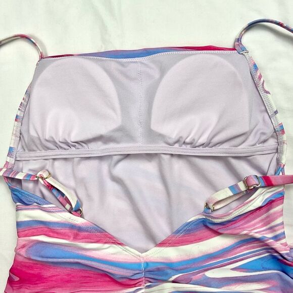 Cupshe One Piece Swimsuit Dreamland Ice Cream Sash Square Neck Swim Sz Med New - Picture 3 of 10